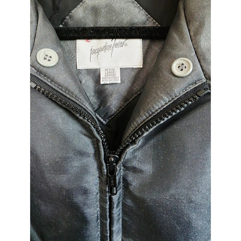 Jacqueline Ferrar PL Jacket Petite Large Silver Gray Metallic Belted Zip Up NEW - Picture 7 of 11